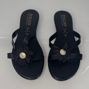Italian Shoemakers Black Floral Sandals
